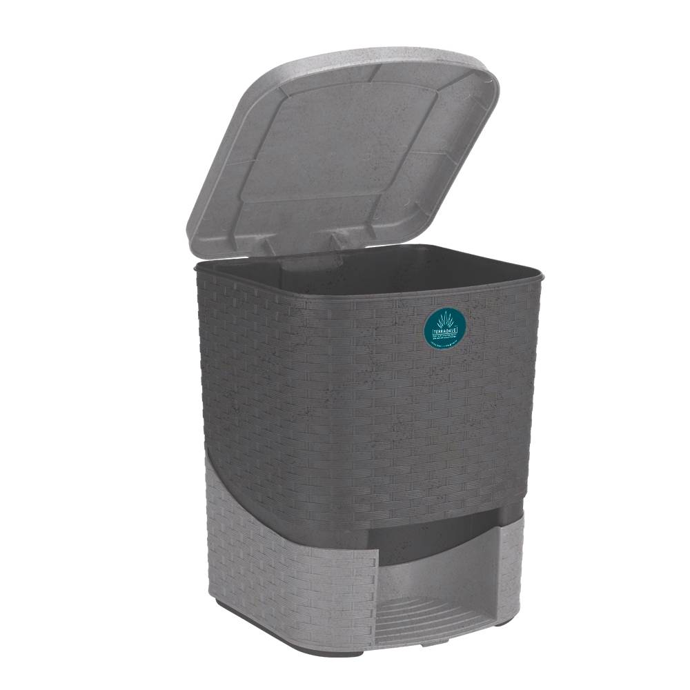 Bote de Basura Plásticos La Ardilla Terragave Rattan 8 L Gris