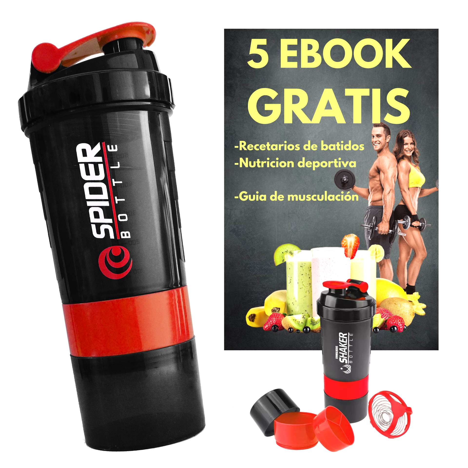 Vantage Shaker Botella Mezclador De Proteina Con Pastillero Vaso Termo  Cilindro Plastico Resistente Libre De BPA Gimnasio Batidor Suplementos