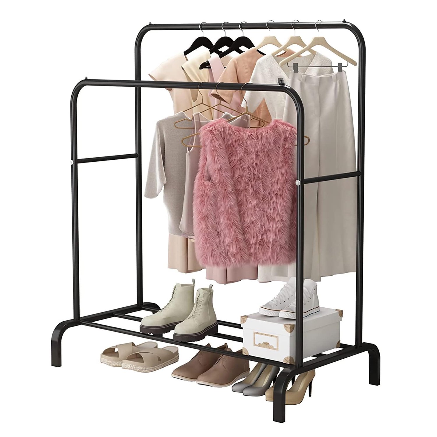 Perchero Armable para Ropa Organizador Closet para Hogar con Doble  Guardaropa Color Negro Practiksa Rack Doble Negro