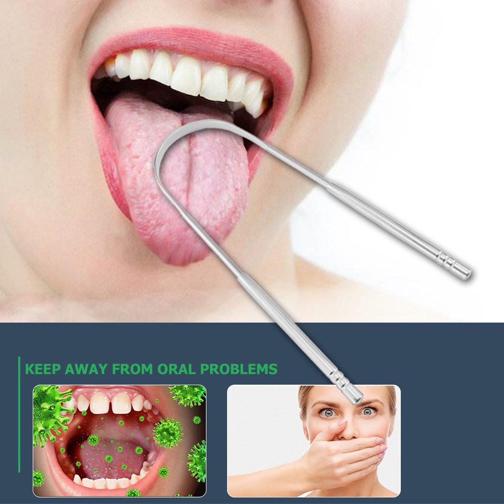 Cepillo limpiador de lengua de acero inoxidable Herramientas de cuidado bucal Raspador de lengua de Likrtyny cuidado belleza