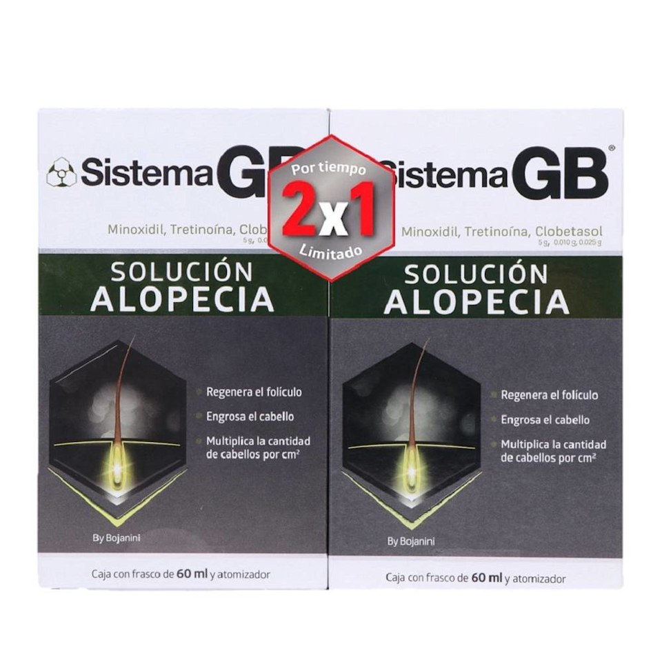 Tratamiento capilar Sistema GB solución alopecia 2 pzas de