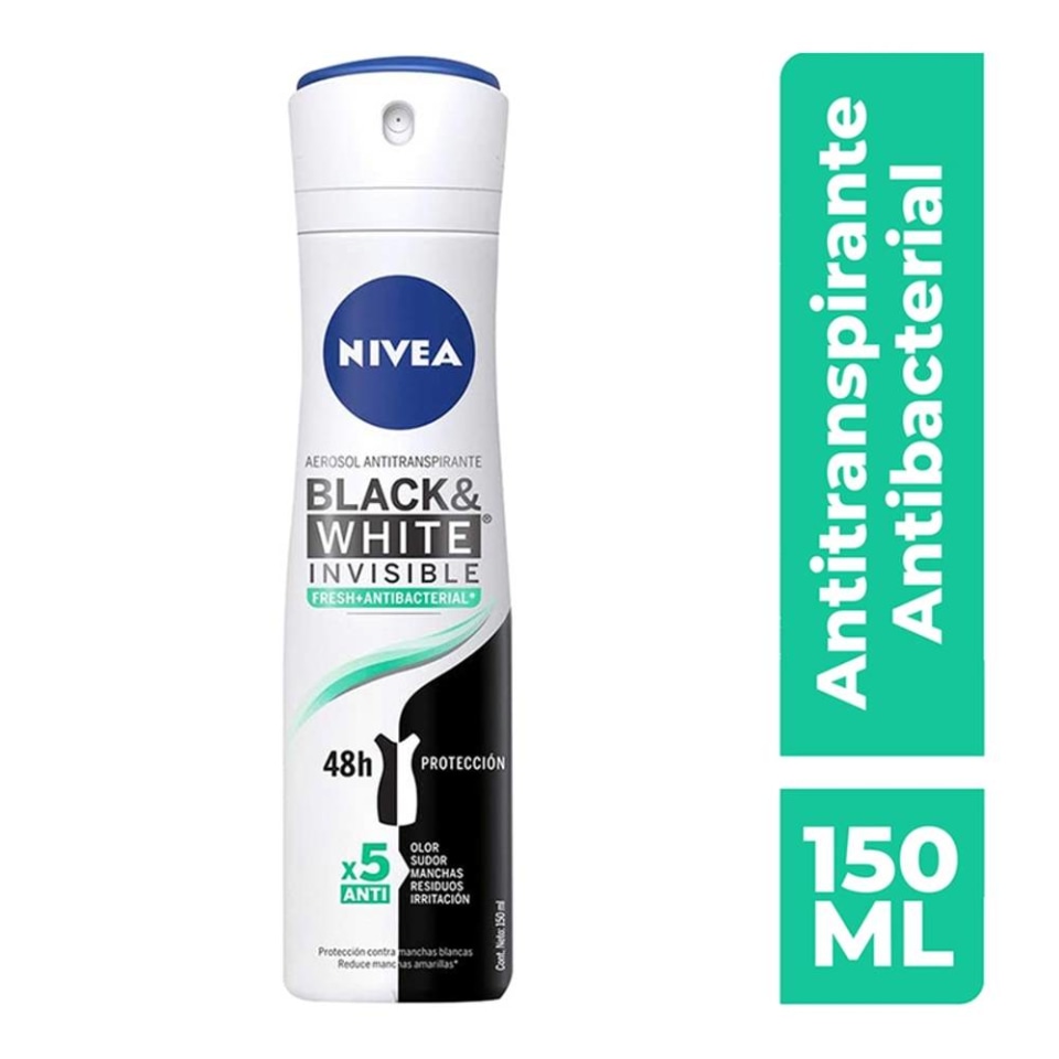 Antitranspirante Nivea Black And White Invisible Fresh Antibacterial 5 En 8919