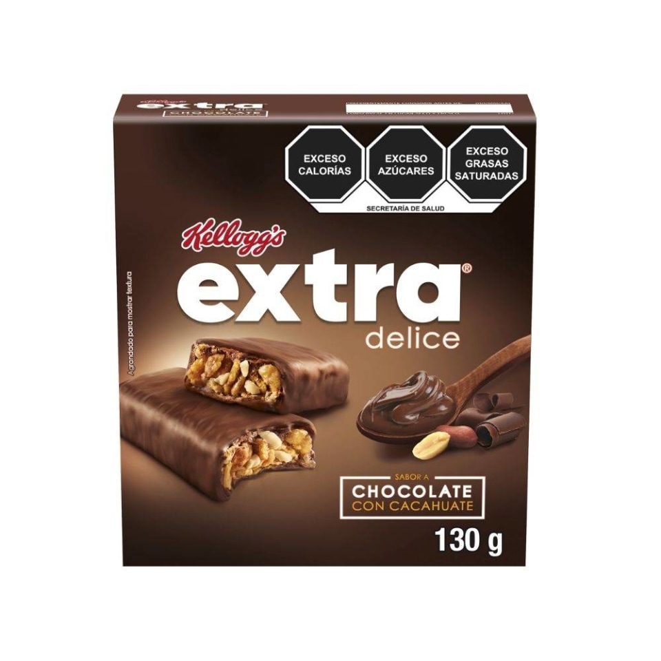 Barritas De Cereal Kelloggs Barra de cereales Kellogg's Extra delice chocolate con cacahuate 130 g