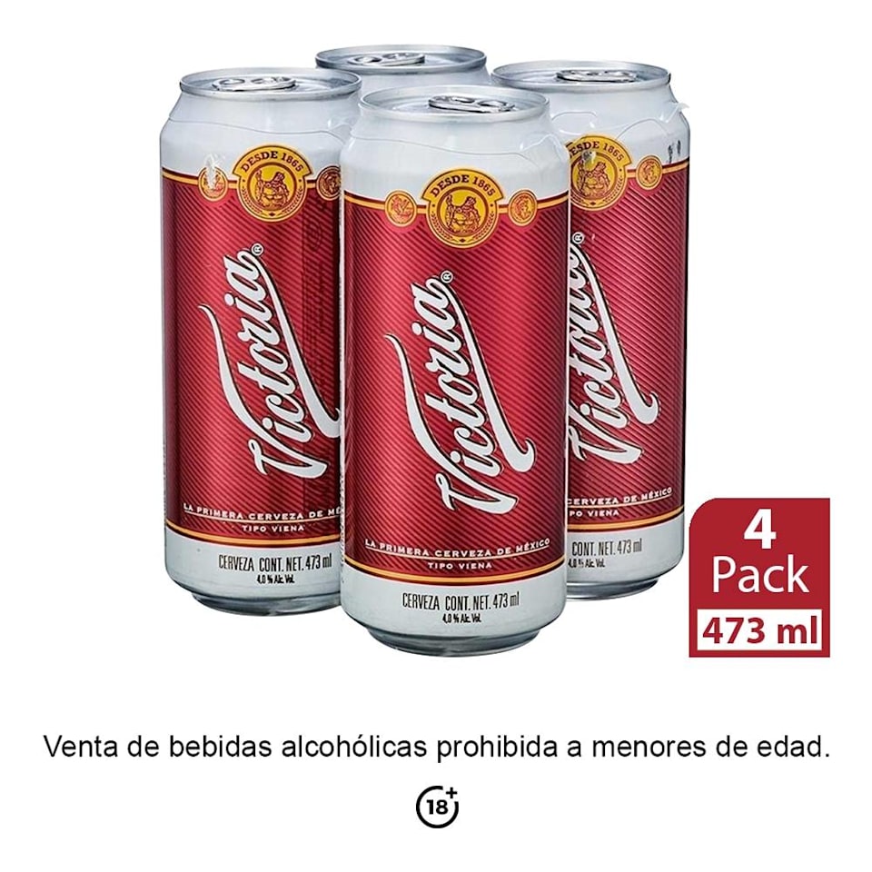 Cerveza oscura Victoria 4 Latas de 473 ml c/u | Walmart