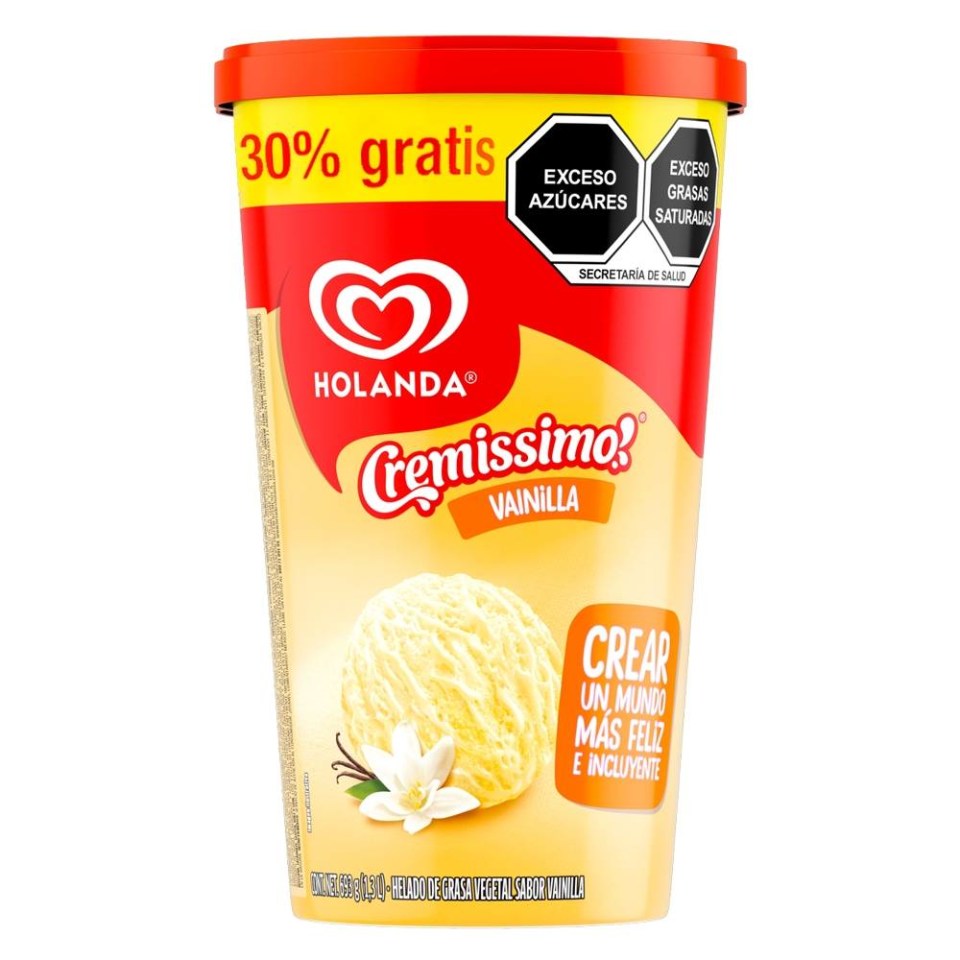 Helado Holanda Cremissimo sabor vainilla 1 l | Walmart