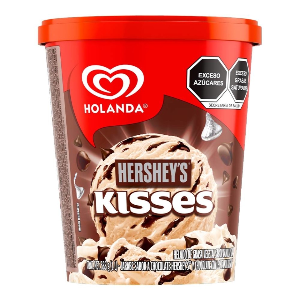 Helado Holanda Hershey s sabor vainilla con jarabe de chocolate y mini