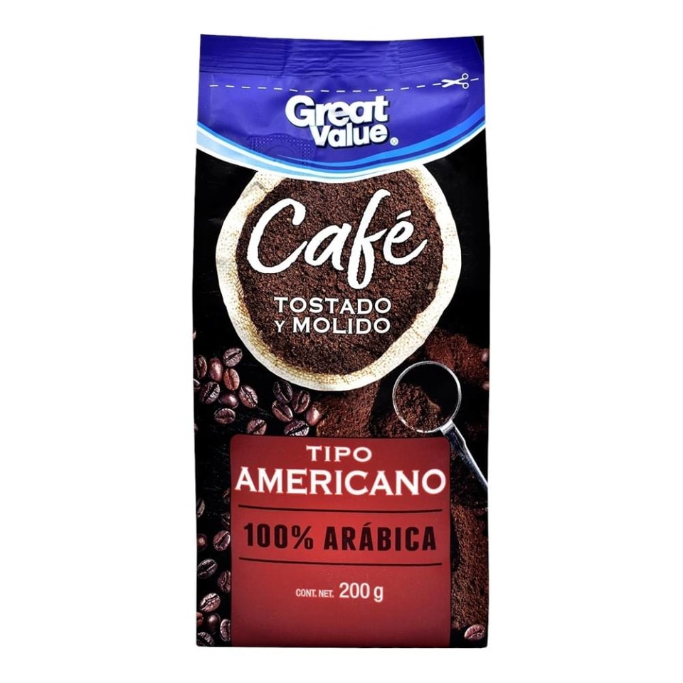 Café tostado y molido Great Value tipo americano 200 g