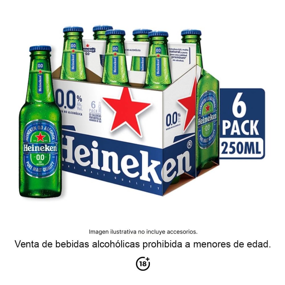 Cerveza Heineken Sin Alcohol 6 Botellas De 250 Ml Cu Walmart 