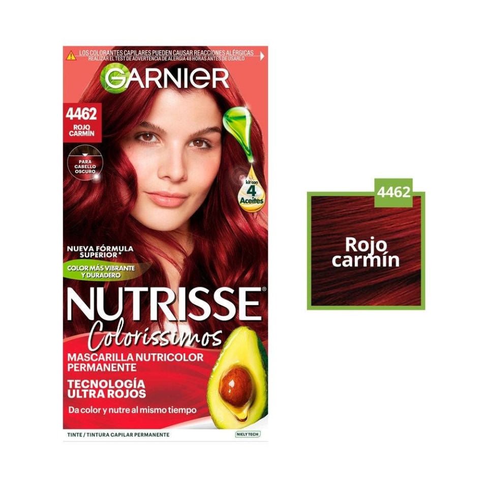 Tinte para cabello Garnier Nutrisse coloríssimos 4462 rojo