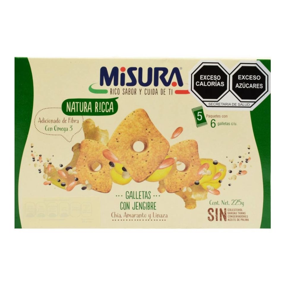 Galletas Misura Natura Ricca Con Jengibre Chía Amaranto Y Linaza 225 G Walmart 4338