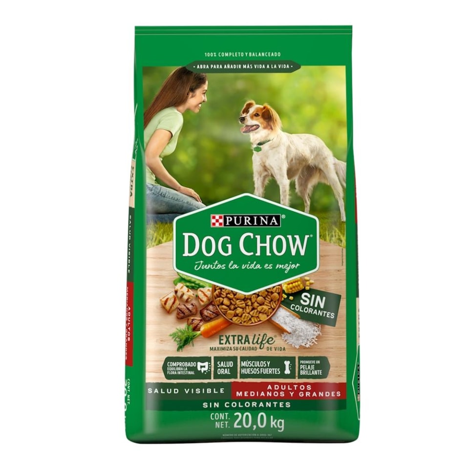 Alimento para Perros Purina Dog Chow Sin Colorantes Adultos Medianos y