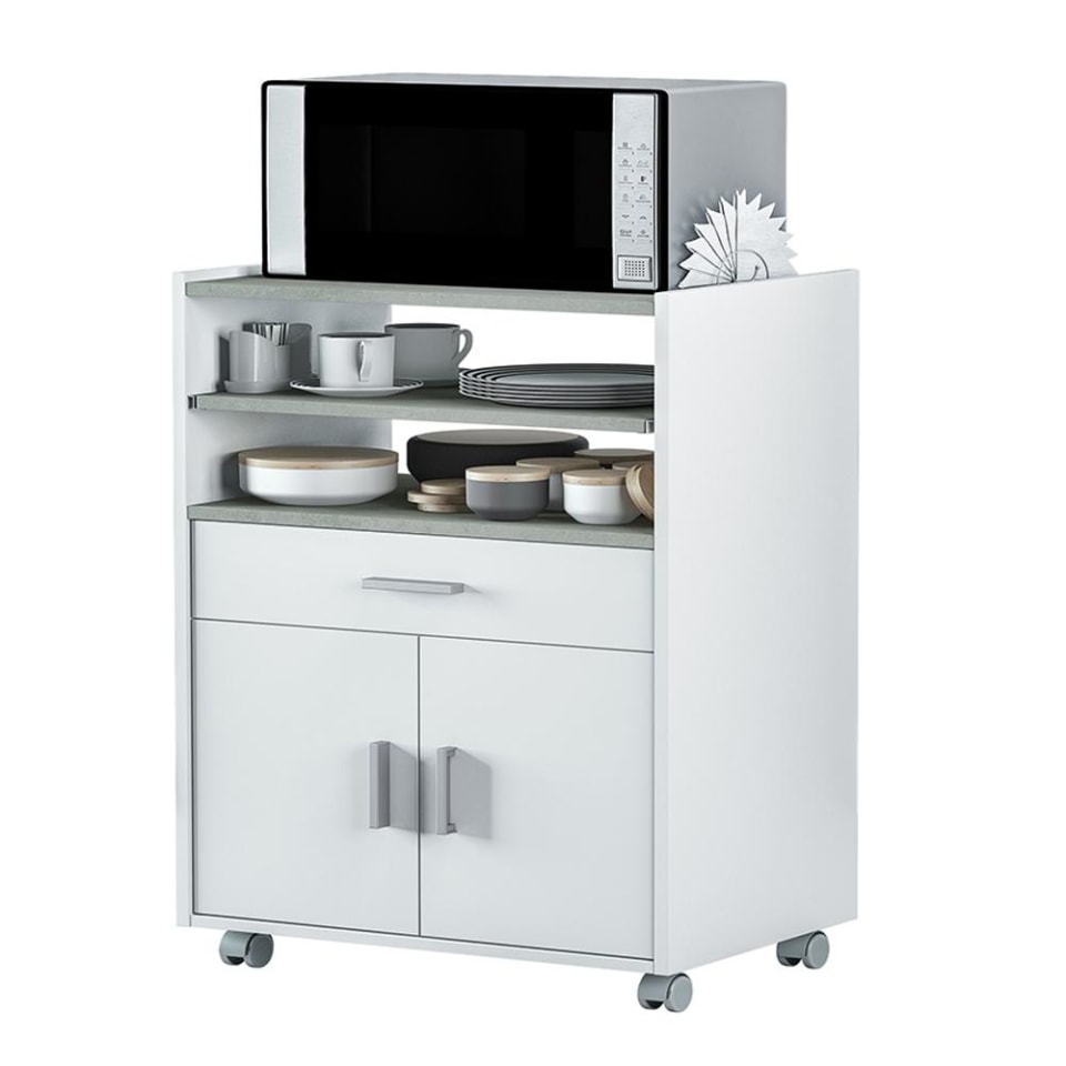 Mueble Auxiliar Cocina Para Microondas Mueble para Microondas VDO con 1 Cajón y 2 Puertas Blanco | Walmart en