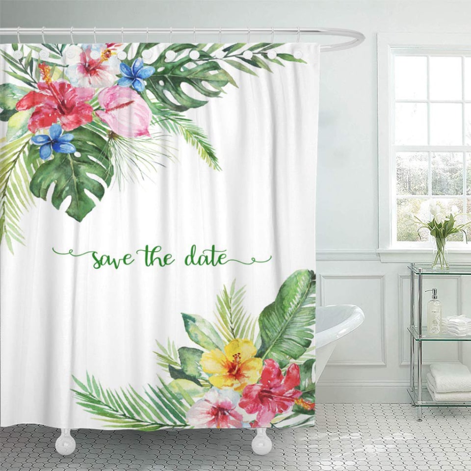 ABPHQTO Borde de arreglo de flores y hojas tropicales de acuarela para cortinas de ducha de baño de ABPHQTO PKNMT60x72Shower-3828 | Walmart en línea ABPHQTO Borde de arreglo de flores y hojas tropicales de acuarela para cortinas de ducha de baño de ABPHQTO PKNMT60x72Shower-3828 | Walmart en línea