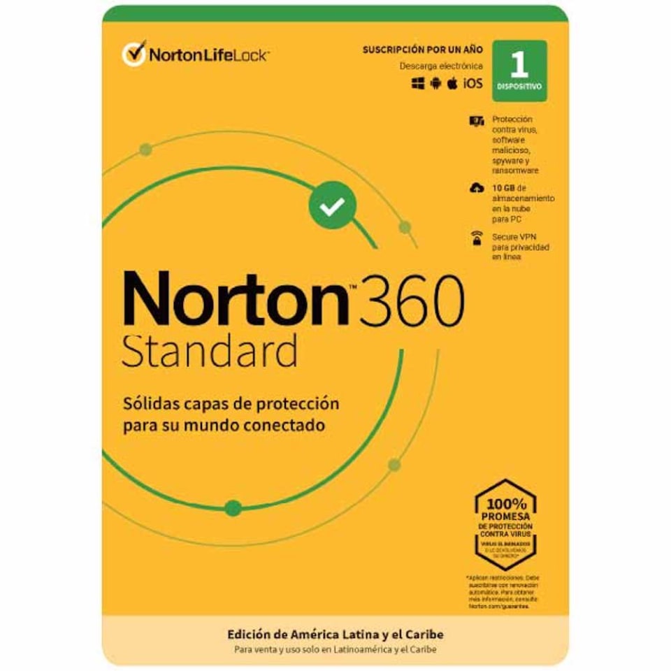 Antivirus Norton LifeLock 360 Standard 1 dispositivo | Walmart en línea