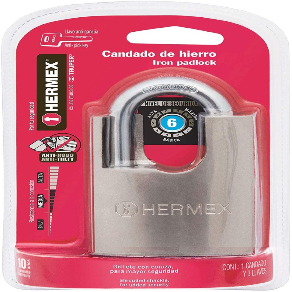 Hermex Chr 40a Candado Con Cuerpo De Hierro De 40mm Con Coraza Hermex Chr 40a Walmart En Línea