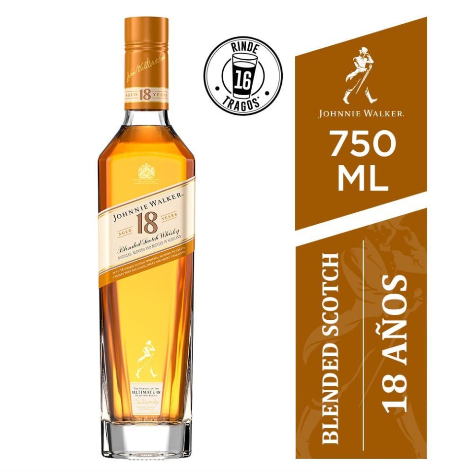 Pack de 12 Whisky Johnnie Walker Blend 18 Años 750 ml Johnnie ...
