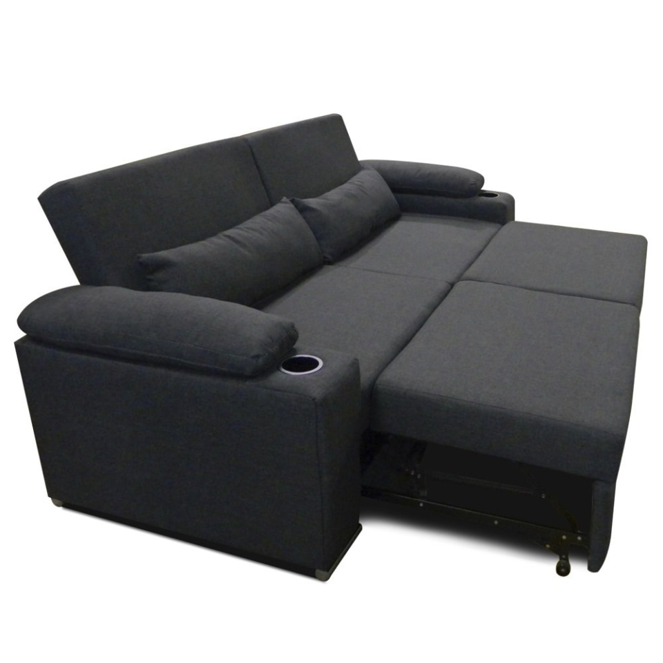 Sofa cama Matrimonial en Lino Gris Oxford Mobydec Portavasos integrado |  Walmart en línea