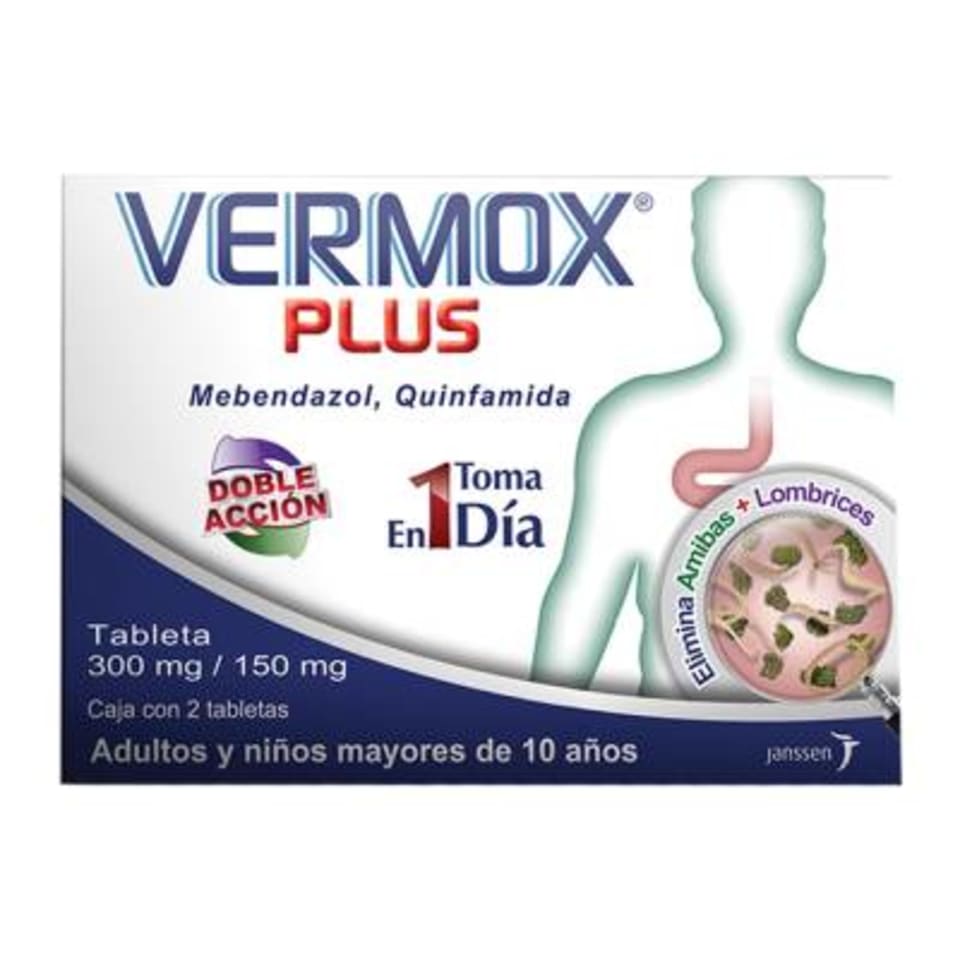 Desparasitante Vermox Plus 300 Mg 150 Mg 2 Tabletas Walmart