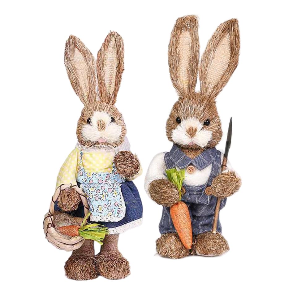 2 piezas de adorno de de paja muñeco de de ropa esculturas artísticas para  escritorio jardín A Baoblaze Conejo de Pascua de paja | Walmart en línea