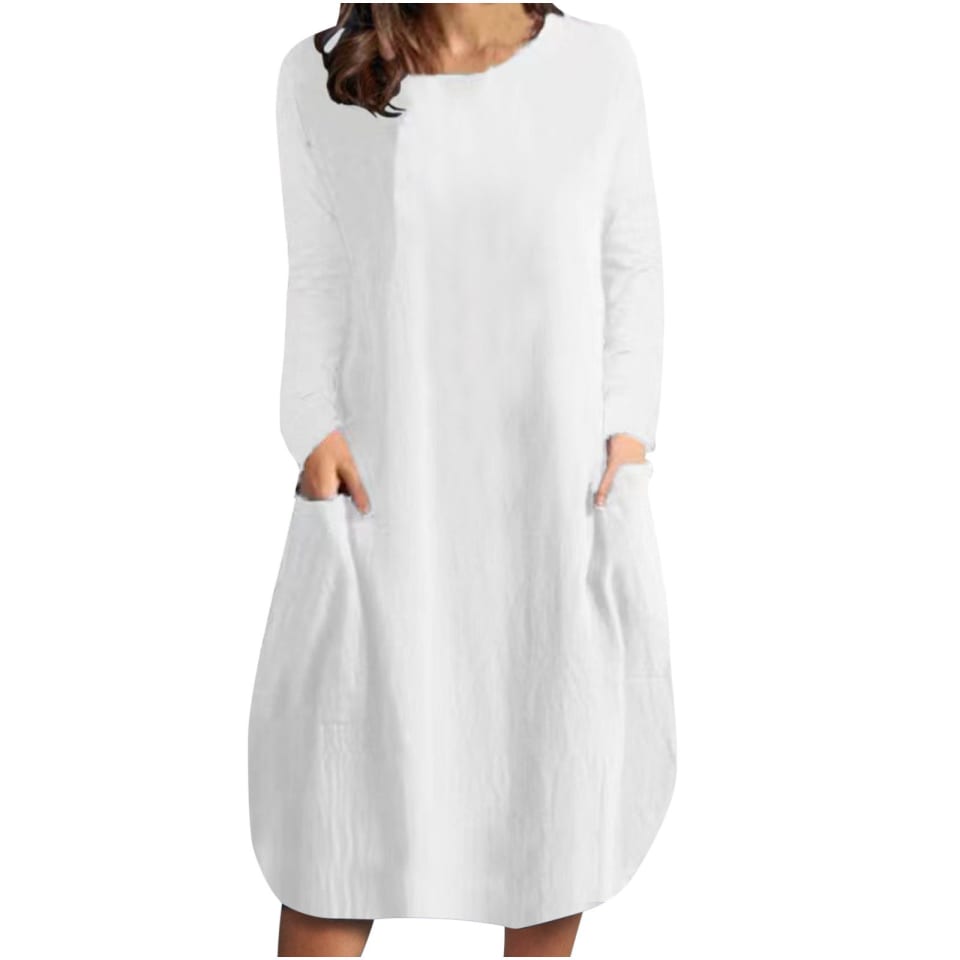 Moda Casual Cuello redondo Manga larga Algodón Lino Vestido a media pierna Bolsillo Vestidos sólidos Pompotops hdfakjf5043 | Bodega Aurrera en línea Moda Casual Cuello redondo Manga larga Algodón Lino Vestido a media pierna Bolsillo Vestidos sólidos Pompotops hdfakjf5043 | Bodega Aurrera en línea