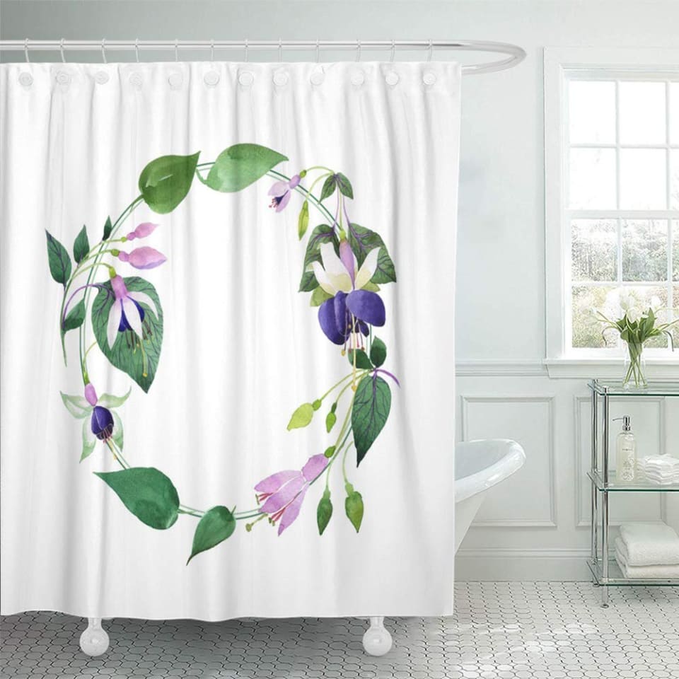 ABPHQTO Guirnalda de flores fucsia de flores silvestres en acuarela Nombre  completo de la planta Aqu ABPHQTO PKNMT66x72Shower-13733 | Walmart en línea