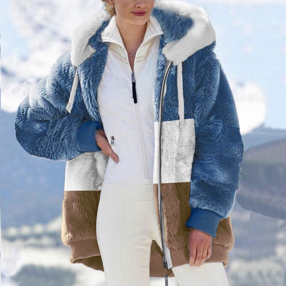 Abrigo cálido piel sintética para mujer chaqueta invierno con cremallera larga prenda ODB-3 | Bodega Aurrera en línea