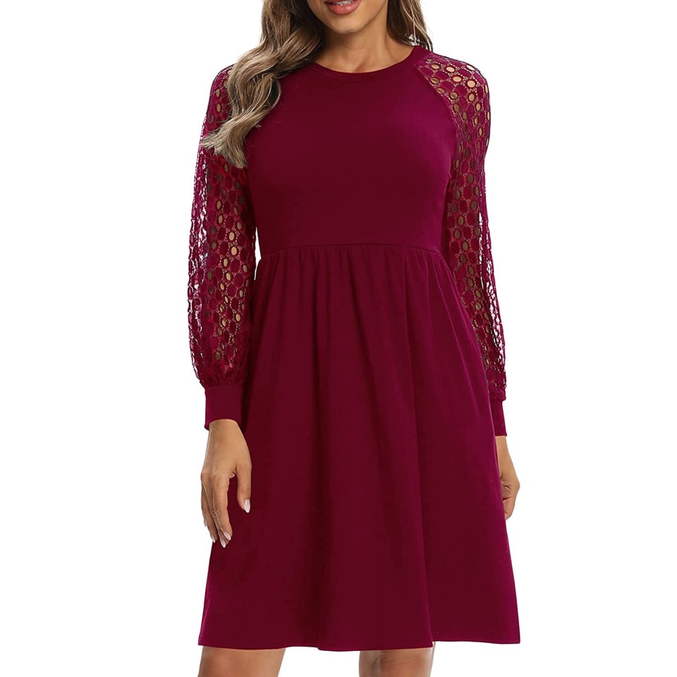 Vestido casual de mujer Manga larga de encaje Ahuecado Cuello redondo Midi Una pieza XBTCLXEBCO Vino Rojo Extra Grande | Bodega Aurrera en línea Vestido casual de mujer Manga larga de encaje Ahuecado Cuello redondo Midi Una pieza XBTCLXEBCO Vino Rojo Extra Grande | Bodega Aurrera en línea