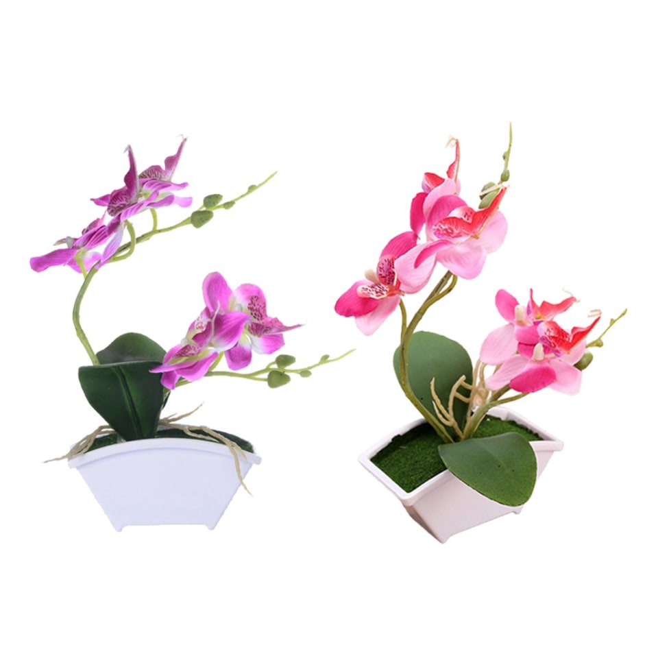 2x s artificiales Bonsai s Púrpura + rosa Sunnimix Bonsai floral de orquídea  sintética | Walmart en línea