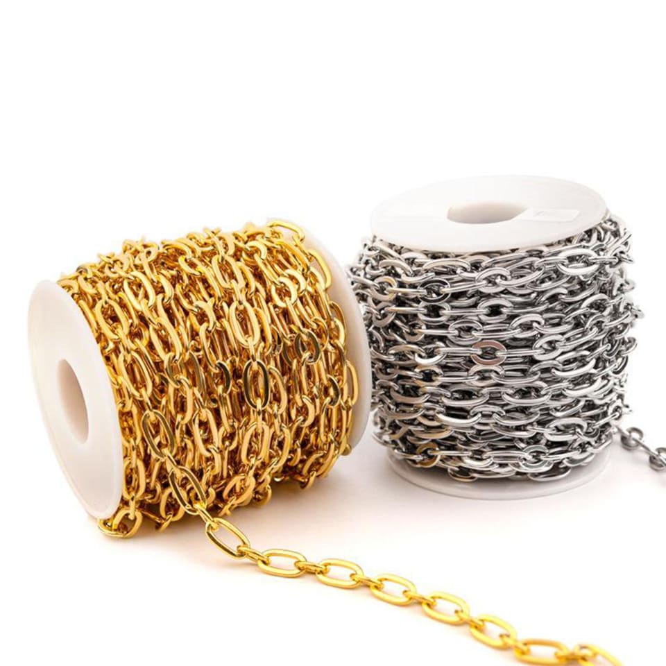 2 de Cadena de Cable de Acero Inoxidable Dorado Y Plateado Cadenas de Fabricación de Eslabones Ovala Sunnimix para joyas | Bodega Aurrera en línea