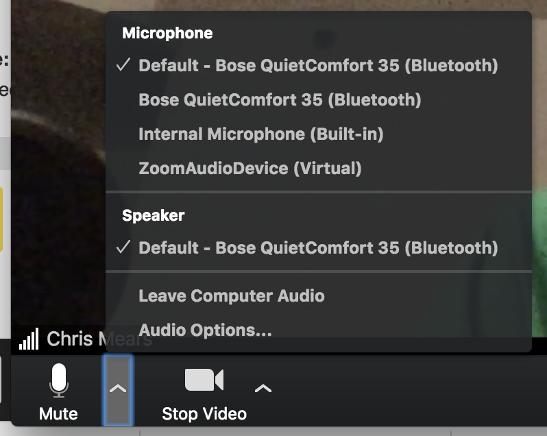 Zoom microphone settings screenshot