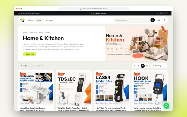 Banowi collection page grid of products in the Shopify theme