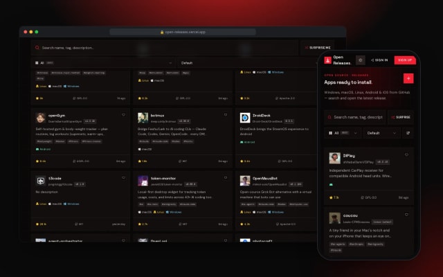 Open Releases directory shown in a responsive multi-device layout