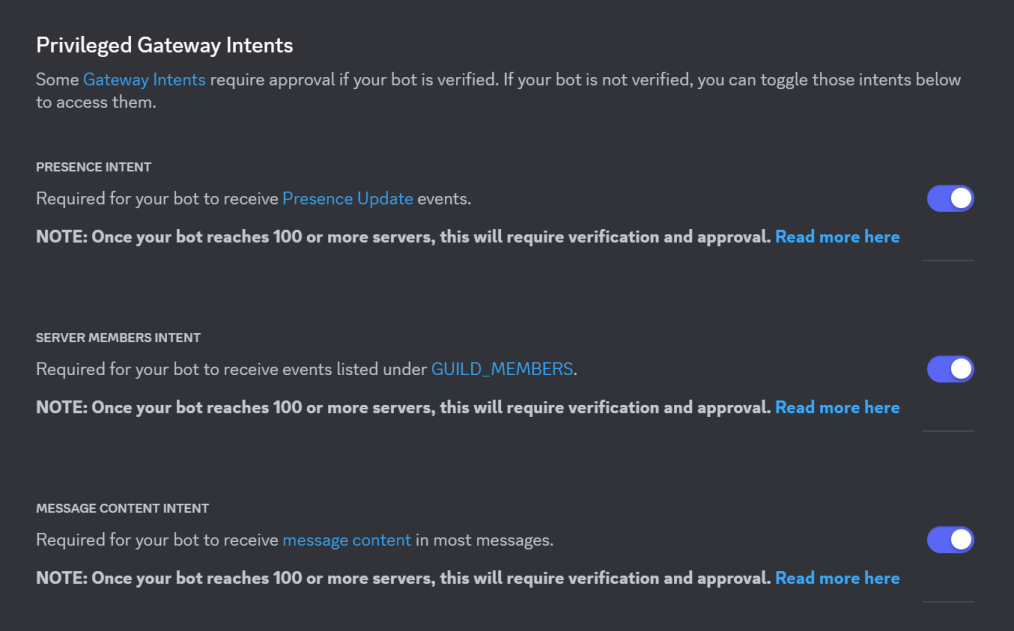 Privileged Gateway Intents