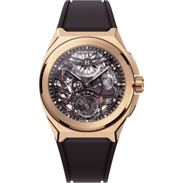 Bianchet Rotondo UltraFino Rose Gold Skeleton Black