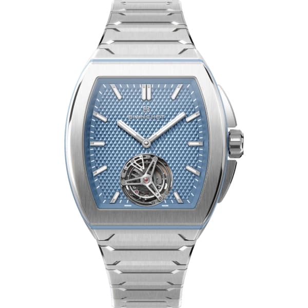 Bianchet UltraFino Tonneau Titanium Dial Ice Blue