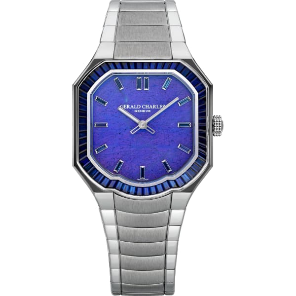 Gerald Charles Masterlink Gem Set Stone Dial Blue Spectrolite