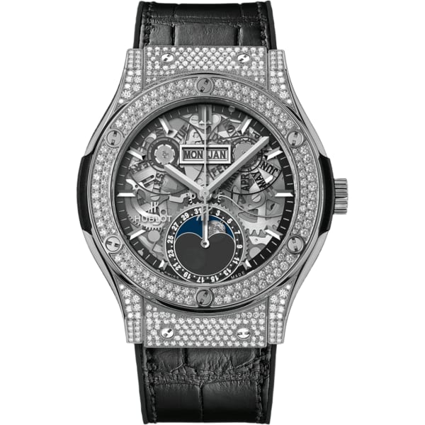 Hublot Classic Fusion Aerofusion Moonphase Titanium Pavé