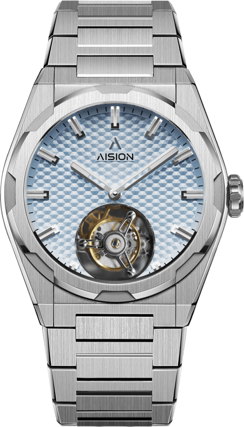 AISION Tourbillon - Hexagonal Pyramid Seamless Dial - Ice Blue