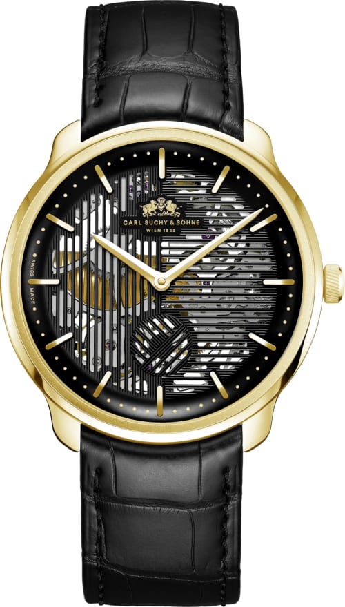 Carl Suchy & Söhne WALTZ N°1 - Skeleton Gold, Black Dial