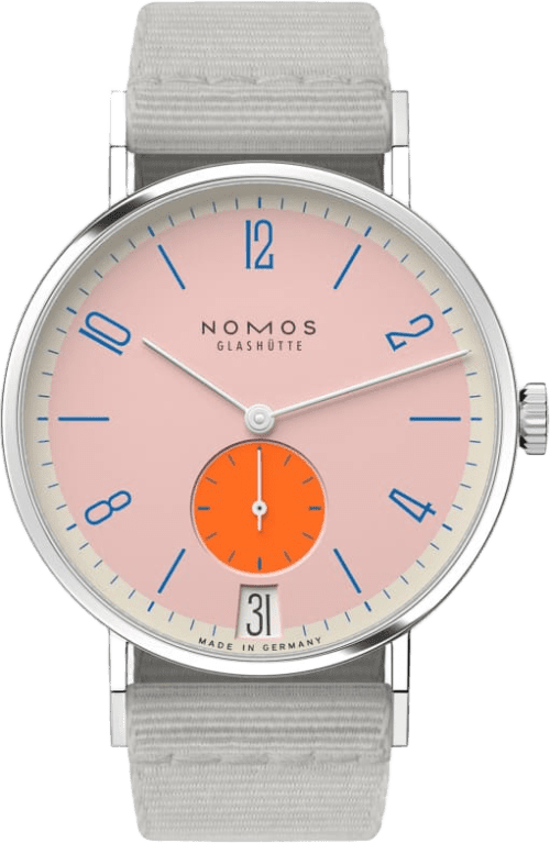 Nomos Glashütte Tangente 38 Date Flamingopink