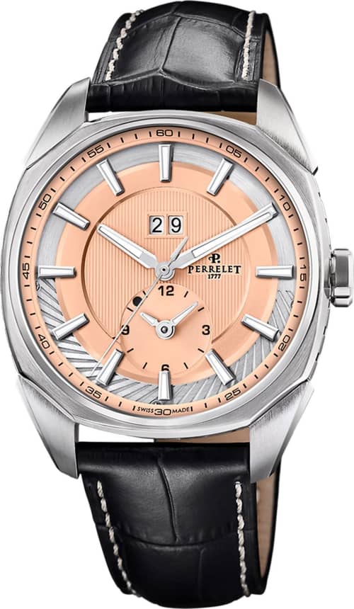 Perrelet Lab Peripheral Dual Time Big Date Salmon