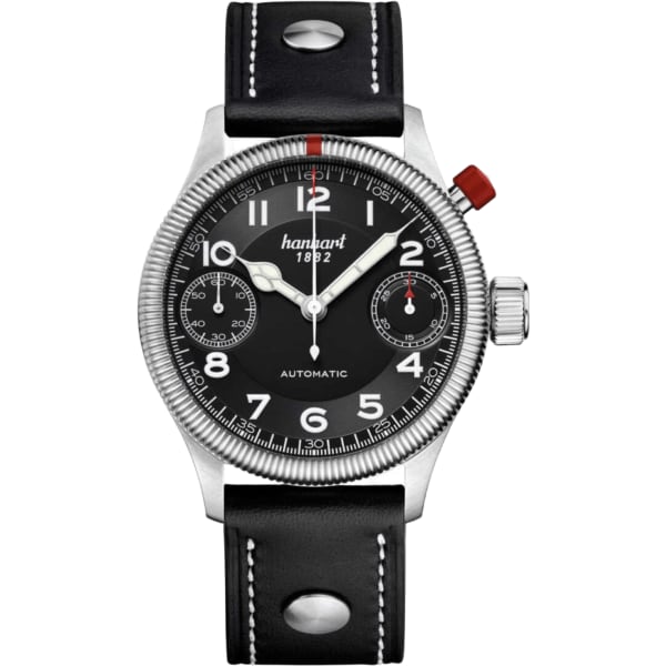Hanhart PIONEER MonoScope, black fluted bezel, 45 mm