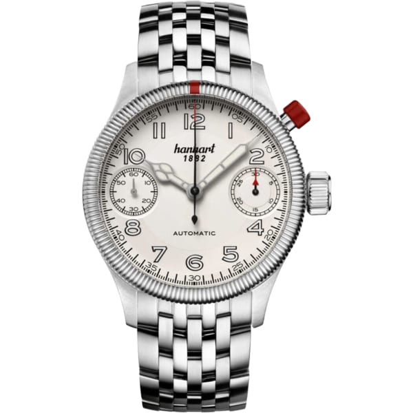 Hanhart PIONEER MonoScope silver, fluted bezel, 45 mm