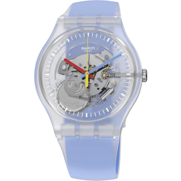 Swatch Monthly Drops Clearly Blue Striped