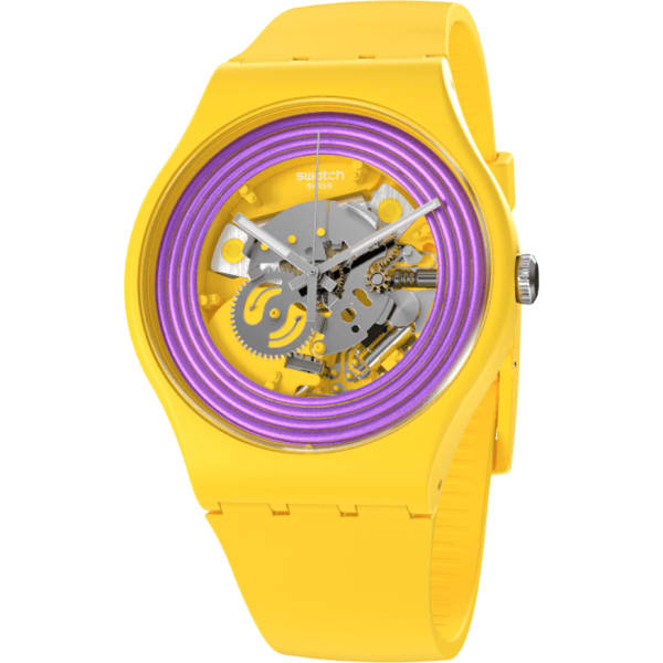 Swatch Monthly Drops Purple Rings Yellow