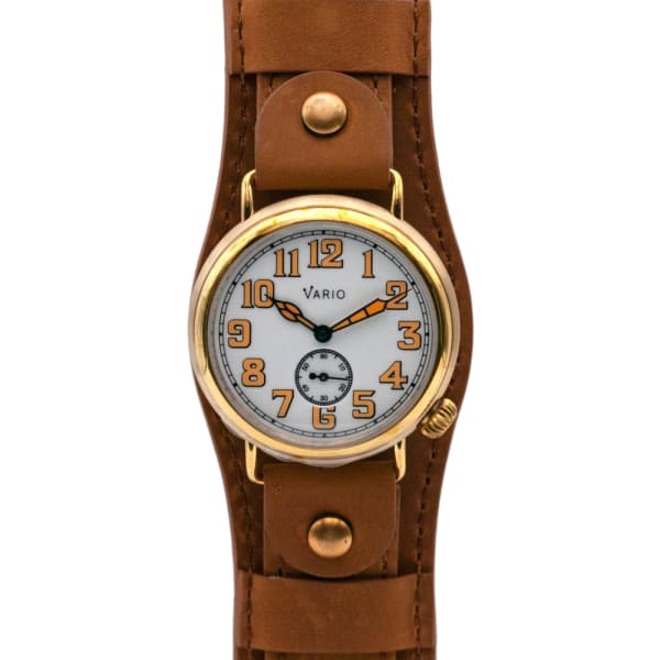 Vario 1918 Trench Brass White Dial with Orange Lume