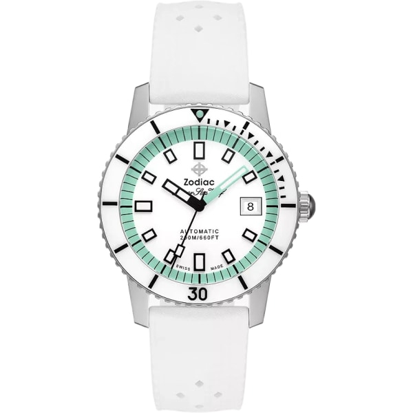 Zodiac Compression Diver Automatic White Rubber Watch