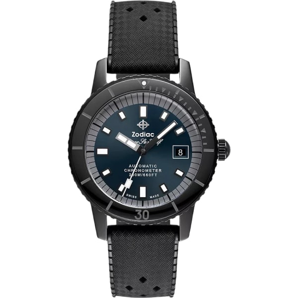 Zodiac Super Sea Wolf Ceramic Compression Diver Automatic Rubber Strap Watch