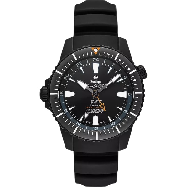 Zodiac Super Sea Wolf Pro-diver Gmt Automatic Rubber Strap Watch