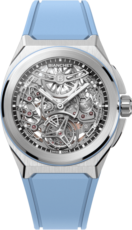 Bianchet Rotondo UltraFino Titanium Skeleton Sky Blue